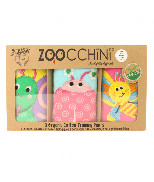ZOOCCHINI Toddler Organic Potty Training Pants (3-pk) - Garden Creatures