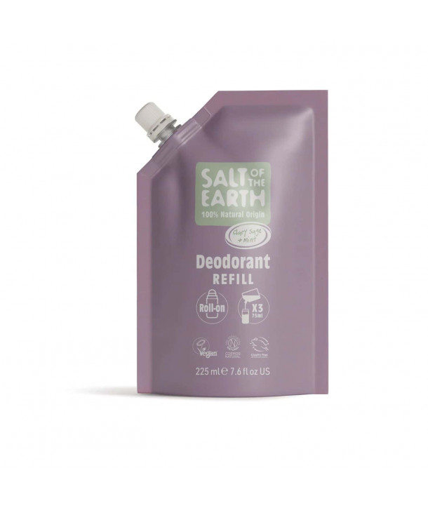 Salt of the Earth Vegan Natural Deodorant Roll-On Refill Pouch Clary Sage & Mint Αποσμητικό, 225ml