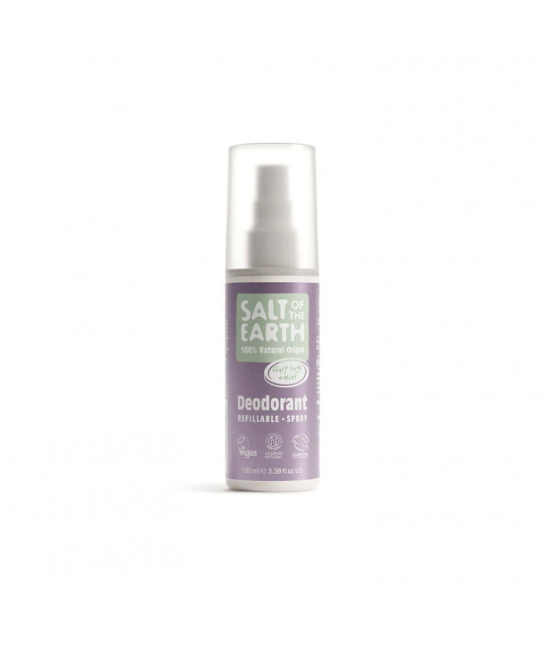 Salt of the Earth Vegan Natural Deodorant Spray Refillable Clary Sage & Mint Αποσμητικό Επαναγεμιζόμενο, 100ml