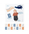 LULUJO Milestone Swaddle Blanket and Card Set, Greatest Adventure