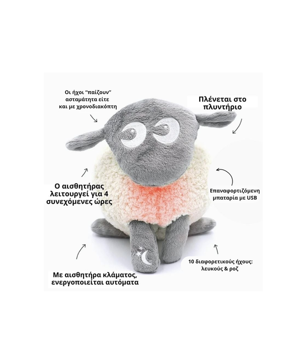 Sweet Dreamers Sleep Toy Ewan Deluxe Lamb made of Fabric with White Noise, Light, and Cry Sensor for 0++ Months