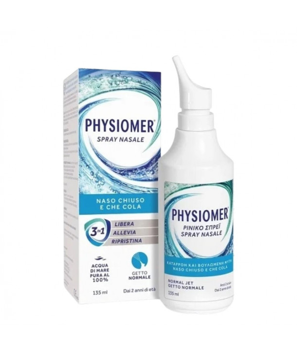 PHYSIOMER NORMAL JET Διάλυμα Καθημερινού Καθαρισμού με 100% Θαλασσινό Νερό, 135ml