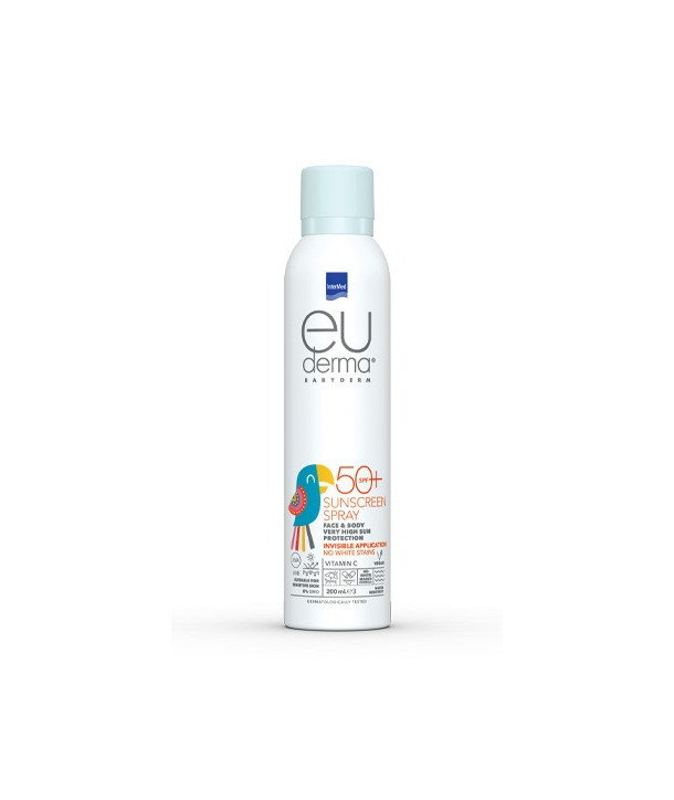INTERMED EUDERMA BABYDERM SUNSCREEN CREAM INVISABLE APPLICATION SPRAY SPF50 200ml