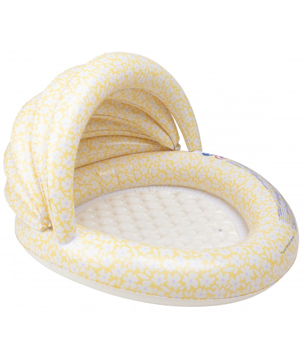 SWIM ESSENTIALS Kids Pool Yellow Florish - Ø 100 cm with Canopy