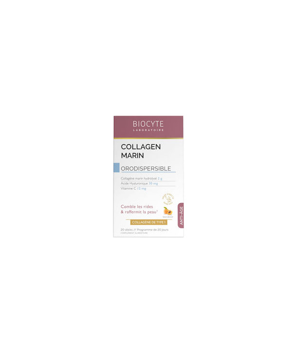 Biocyte Anti-ageing Marine Collagen Hyaluronic Acid and Vitamin C Apricot flavour 20 orodispersible sticks