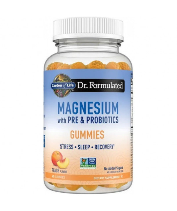 GARDEN OF LIFE Magnesium Bisglycinate with Pre and Probiotics 60 Gummies PEACH FLAVOUR