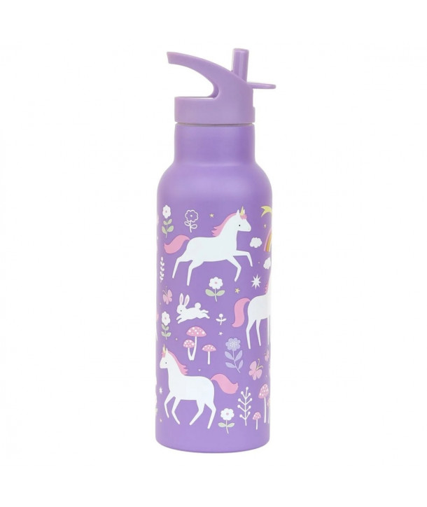 A LITTLE LOVELY COMPANY XL stainless steel drink bottle: Unicorn Dreams 500ml