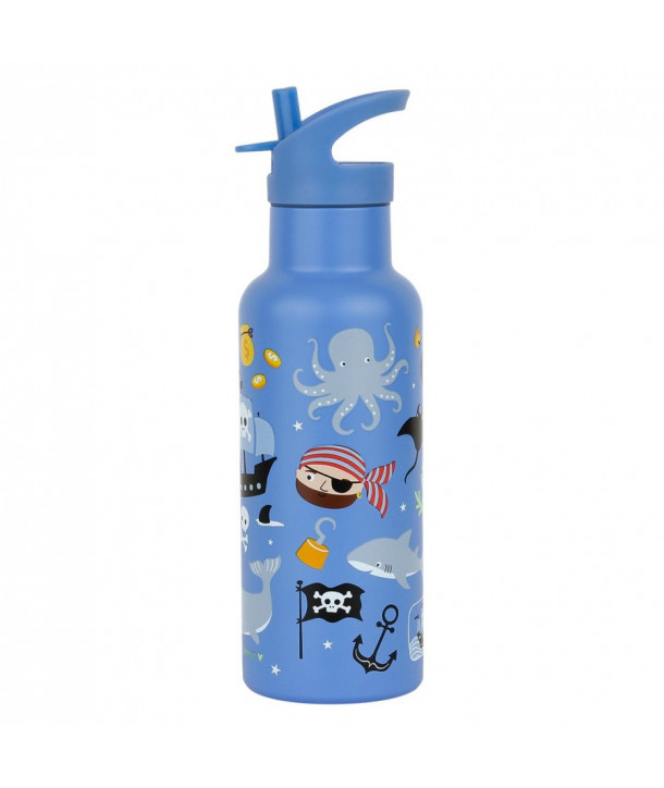 A LITTLE LOVELY COMPANY XL stainless steel drink bottle: Pirates 500ml