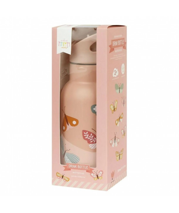 A LITTLE LOVELY COMPANY Stainless steel drink bottle: Butterflies 350ml