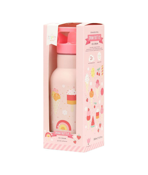A LITTLE LOVELY COMPANY Stainless steel drink bottle: Ice-cream 350ml