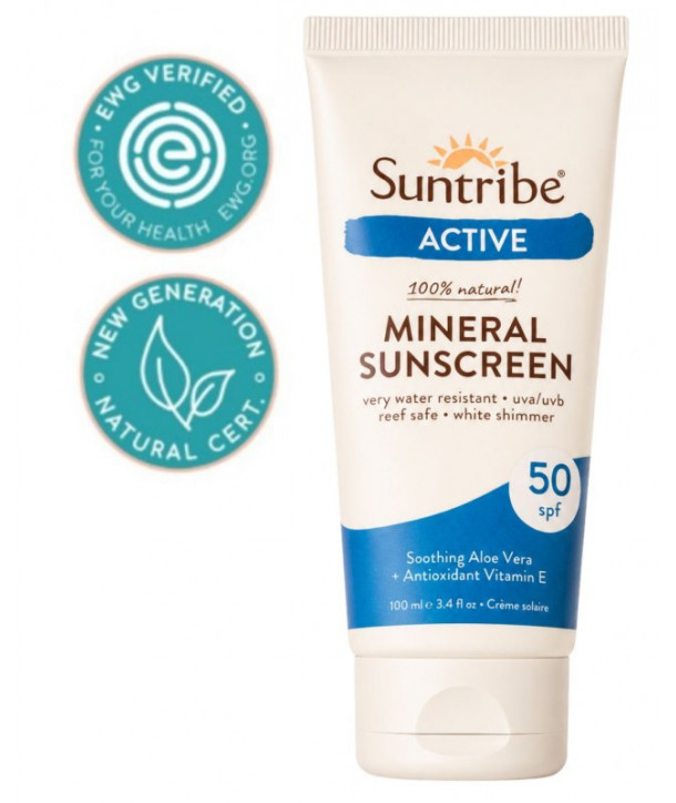 Suntribe ACTIVE Mineral Sunscreen SPF 50 | 100% Φυσικό Αντηλιακό Προσώπου & Σώματος με Zinc Oxide 100ml
