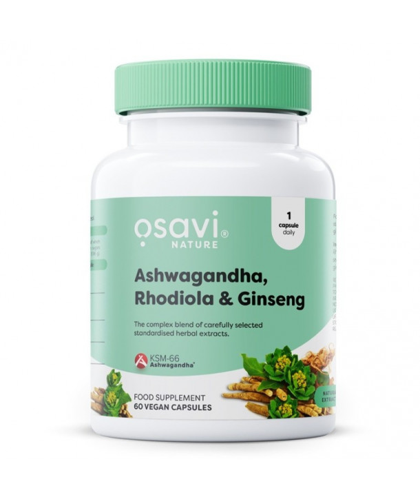 OSAVI Ashwagandha KSM-66 Rhodiola and Ginseng 60vcaps