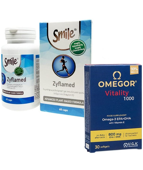 SMILE PROMO Zyflamed 60 CAPS & GIFT UGA Omegor Vitality 1000 30 CAPS