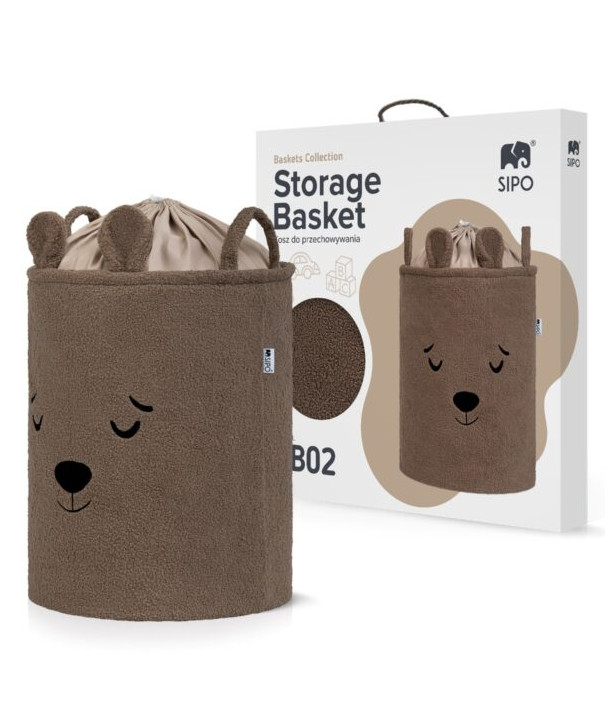 SIPO Toy Storage Basket XL – Premium Bouclé Edition BROWN BEAR 43L