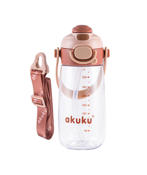 AKUKU Παγούρι Tritan Nερού 480 ml Mε Kαλαμάκι ΚΑΦΕ