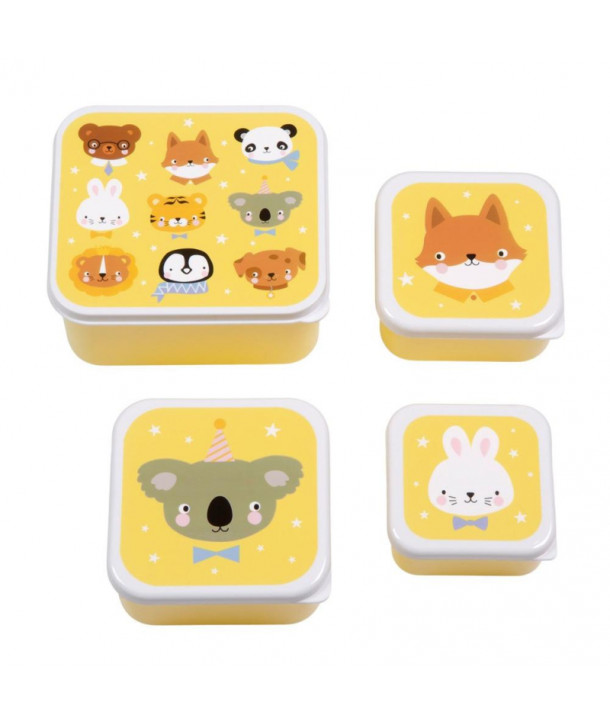 A little lovely company: Σετ 4 δοχεία φαγητού Lunch & Snack Box -Animal Friends