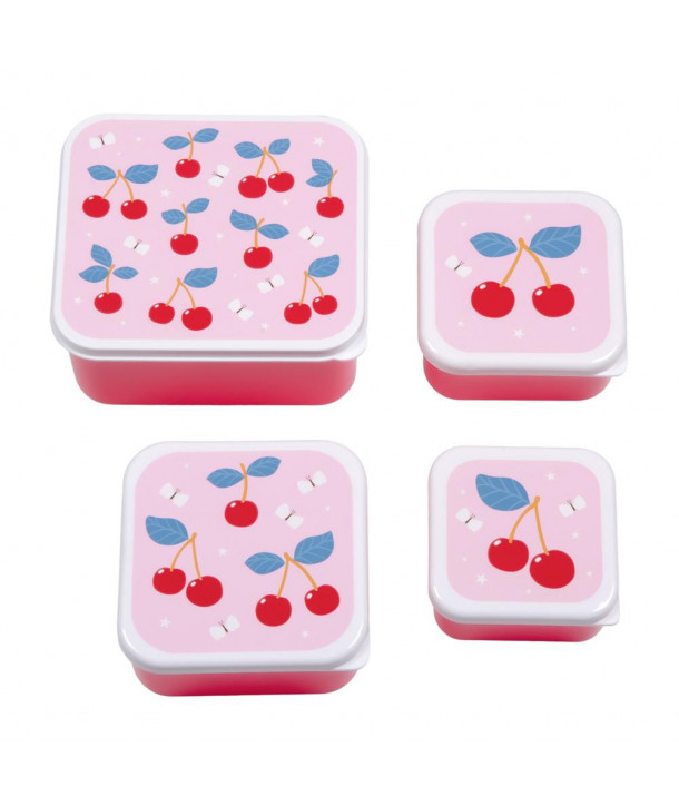 A little lovely company: Σετ 4 δοχεία φαγητού Lunch & Snack Box -Cherries