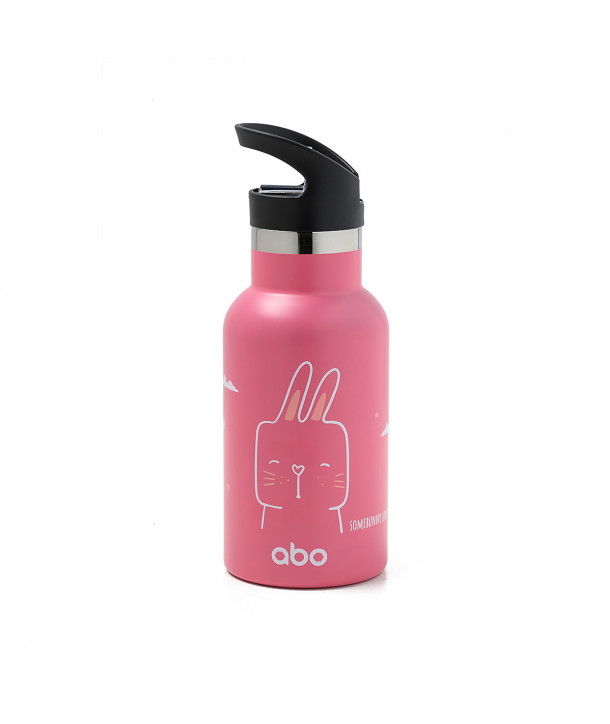 ABO STAINLESS STEEL THERMAL BOTTLE 350ml με έξτρα πώμα abottle SOMEBUNNY LOVES YOU