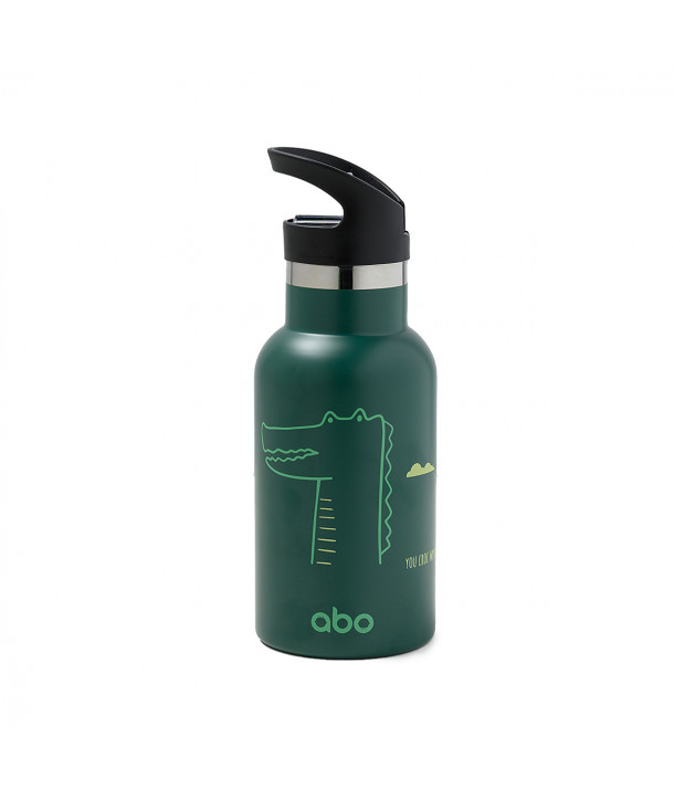 ABO STAINLESS STEEL THERMAL BOTTLE 350ml με έξτρα πώμα abottle YOU CROC MY WORLD