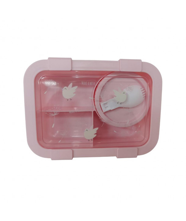 ABO ΠΛΑΣΤΙΚΟ ΠΑΙΔΙΚΟ ΔΟΧΕΙΟ ΦΑΓΗΤΟΥ-LUNCH BOX ΜΕ ΧΩΡΙΣΜΑΤΑ & ΠΙΡΟΥΝΑΚΙ MAKE A WISH LITTLE BIRD