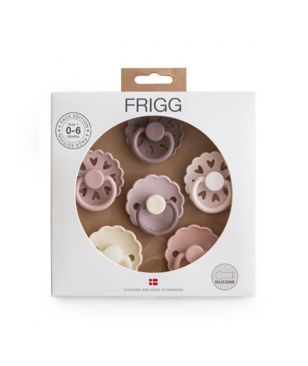 FRIGG Σετ 6 Πιπίλες Σιλικόνης – Blooming Love 0-6 Μηνών
