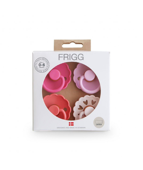 FRIGG SOOTHERS Latex – Rosy Romance 0-6 MONTHS 4 PCS