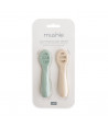 MUSHIE FIRST FEEDING BABY SPOONS Cambridge Blue/Shifting Sand – 2 Pack
