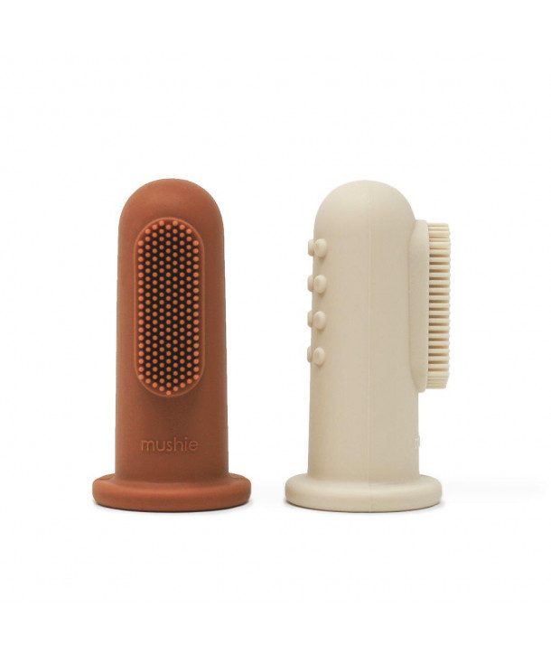 MUSHIE FINGER TOOTHBRUSH Clay/Shifting Sand 2 PCS