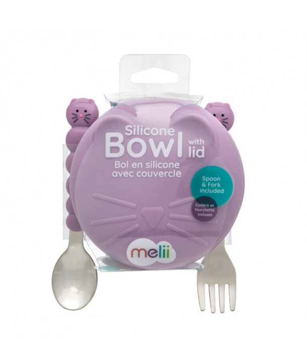 MELII SILICONE BOWL WITH LID CAT