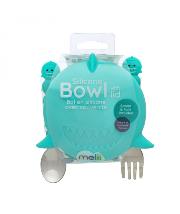 MELII SILICONE BOWL WITH LID SHARK