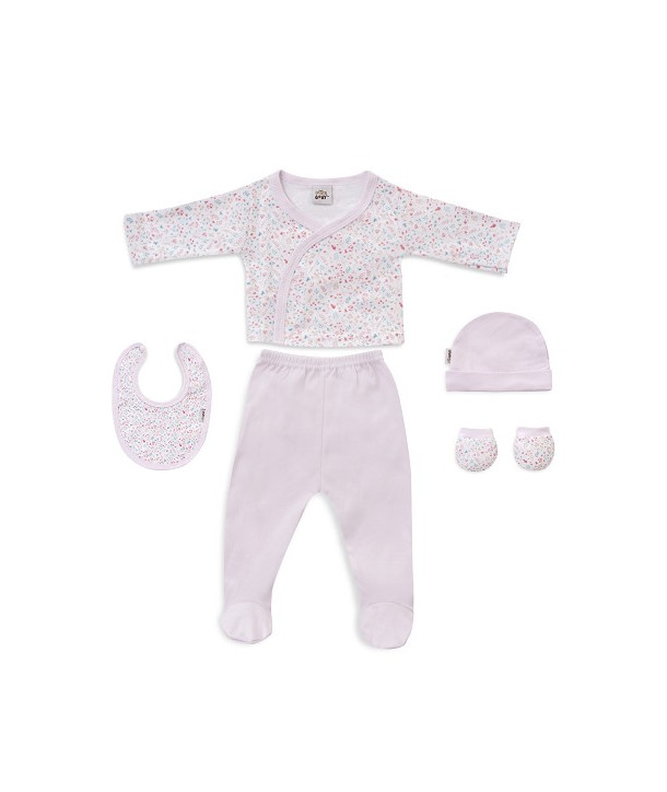 Interbaby Petalos Flores gift set 5 pieces (0-6 months) PINK