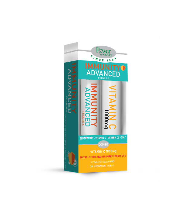 POWER HEALTH IMMUNITY ADVANCED FORMULA ΜΕ ΣΤΕΒΙΑ - 20s + VITAMIN C 1000mg ΜΕ ΣΤΕΒΙΑ - 20s