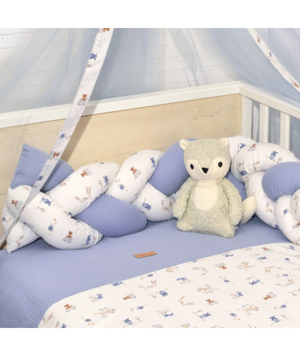 OLIVER BABY Triple Braided Cotton Crib Bumper 20x200cm with Special Inner Padding – Design 414