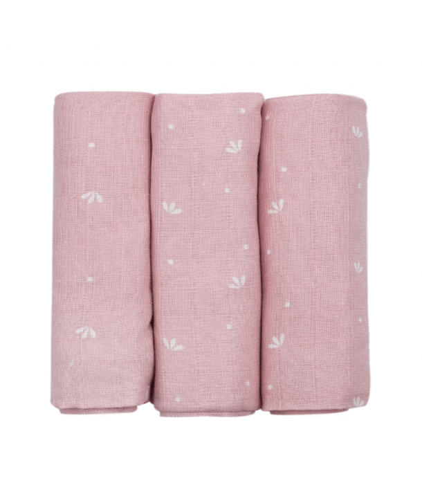TROIS KILOS SEPT Set of 3 Muslin Swaddles – Pink