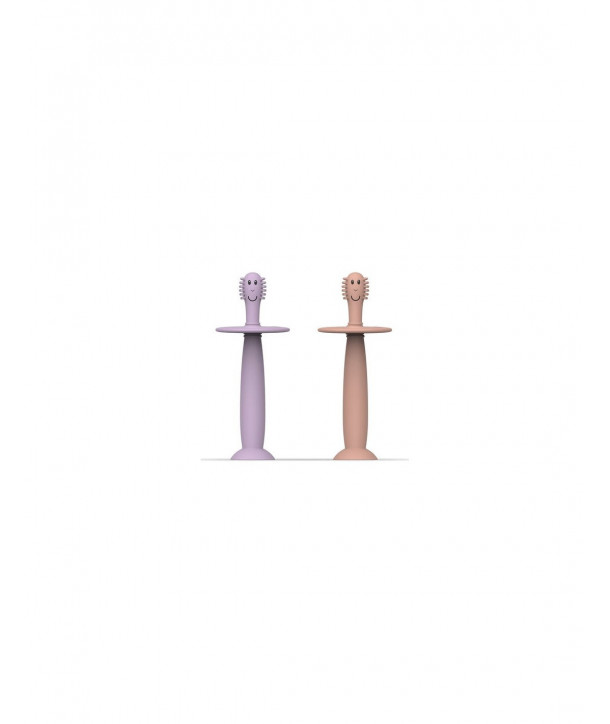 MATCHSTICK MONKEY TRAINING TOOTHBRUSH WITH STOPPER - DUSTY PINK & LILAC