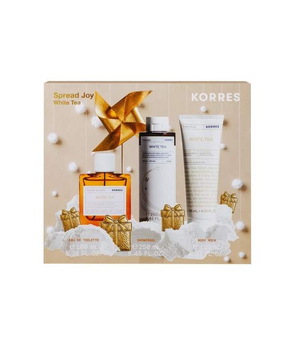 Korres Promo Spread Joy White Tea Eau De Toilette, 100ml & White Tea Showergel, 250ml & White Tea Body Milk, 125ml