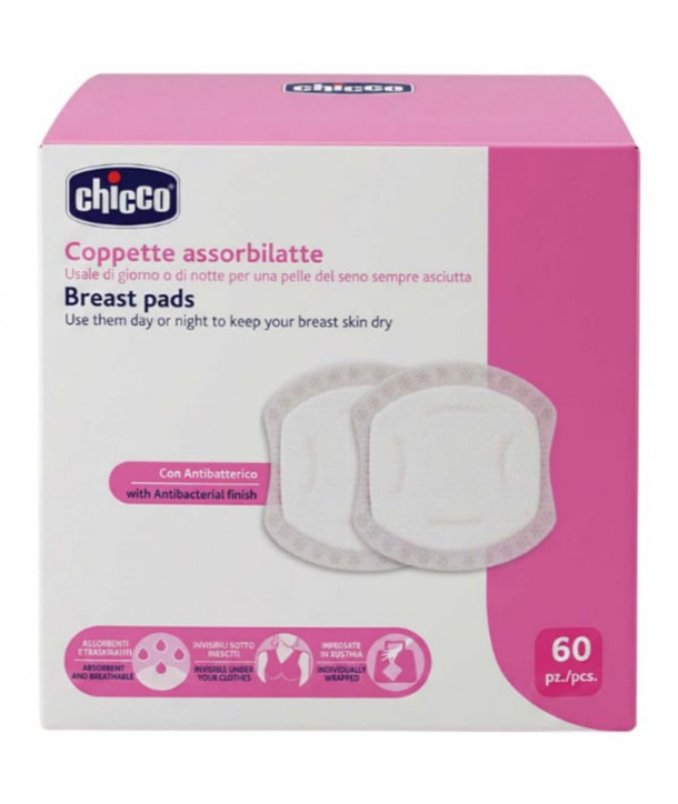 CHICCO ANTIBACTERIAL BREAST PADS 60 PCS